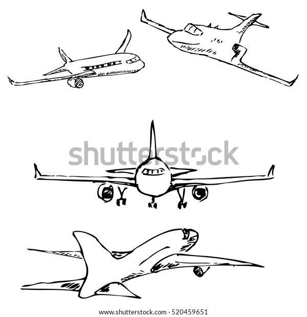 Aircraft Pencil Sketch By Hand Stock Vector (Royalty Free) 520459651 ...