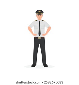 aircraft Pilot standing Vector illustration