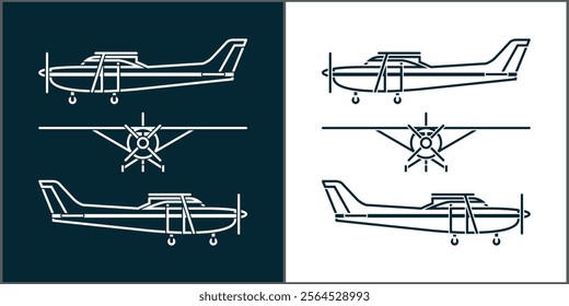 Aircraft plane aviation line art silhouette vector set template design