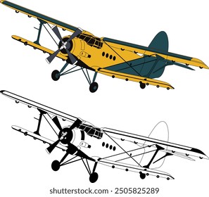 Aircraft, Plane vector line art illustration