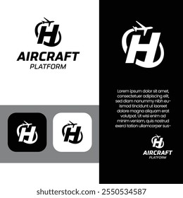 Aircraft Platform Logo - Letter H Logo For Travel Agency,Maintenance Platform