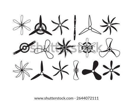 Aircraft Propeller vector bundle, Aircraft Propeller clipart, Aircraft Propeller silhouette.	