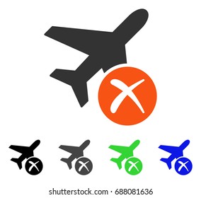 Aircraft Reject flat vector pictogram. Colored aircraft reject gray, black, blue, green pictogram versions. Flat icon style for web design.