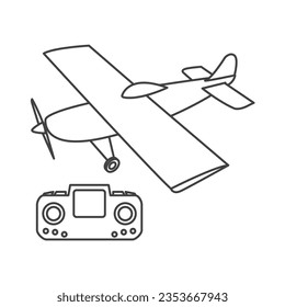 Aircraft remote control toy Related Vector icon graphic design template. Contains such Icons as remote controller,  airplane, plane, vector illustration. Aeromodelling icon,