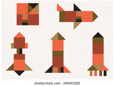 aircraft rocket geometric shapes