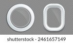 Aircraft or rocket windows portholes. Template frame isolated on transparent background. Stock vector illustration.