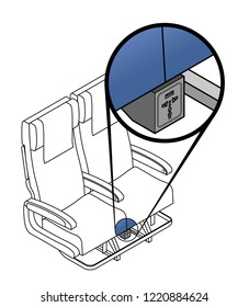 Aircraft seat armrest control - USB and AC power socket.