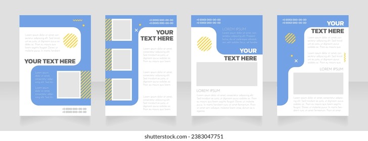 Aircraft service blue and white blank brochure layout design. Vertical poster template set with empty copy space for text. Premade corporate reports collection. Editable flyer paper pages