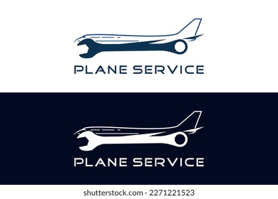 Aircraft service logo design, aircraft repair symbol vector illustration