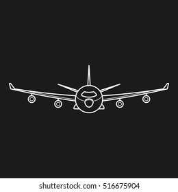 Aircraft. Shipping. Delivery. Vector, contour icon. Black Background