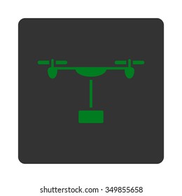 Aircraft Shipping vector icon. Style is flat rounded square button, green and gray colors, white background.