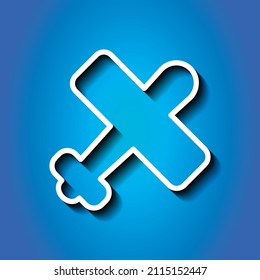 Aircraft simple icon, vector. Flat desing. White icon with shadow on blue background.ai