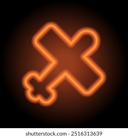 Aircraft simple icon, vector. Flat design. Orange neon on black background.ai