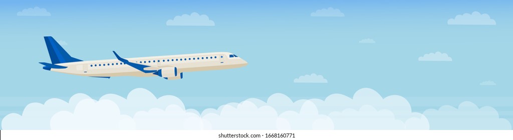 Aircraft in the sky. Banner. Vector illustration.