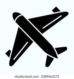 Aircraft solid icon. Airplane illustration isolated on white. Plane in the air glyph style design, designed for web and app. Eps 10