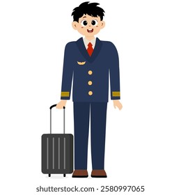 Aircraft staff. Air crew in uniforms pilots. Group of airport employees. Airline personnel vector concept. Illustration and vektor 