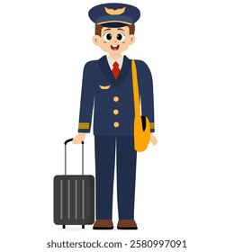 Aircraft staff. Air crew in uniforms pilots. Group of airport employees. Airline personnel vector concept. Illustration and vektor 