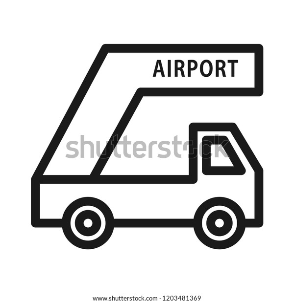 Aircraft stairs icon. Line vector. Simple\
design. Isolate on white\
background.