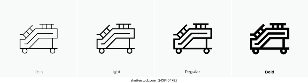 aircraft stairs icon. Thin, Light Regular And Bold style design isolated on white background