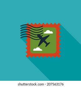 Aircraft stamp flat icon with long shadow