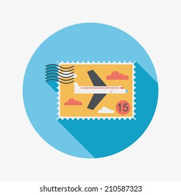 Aircraft stamp flat icon with long shadow