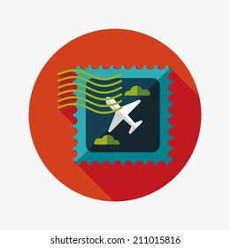 Aircraft stamp flat icon with long shadow