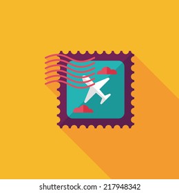 Aircraft stamp flat icon with long shadow