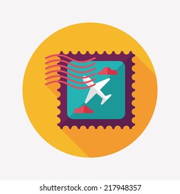 Aircraft stamp flat icon with long shadow