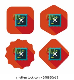 Aircraft stamp flat icon with long shadow