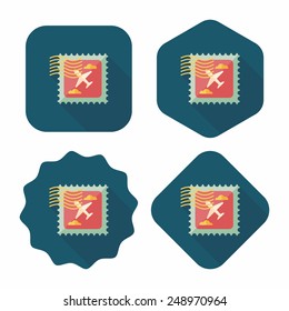 Aircraft stamp flat icon with long shadow