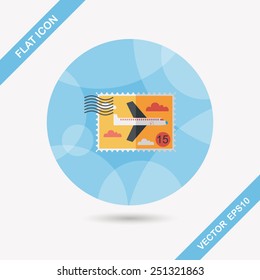 Aircraft stamp flat icon with long shadow,eps10