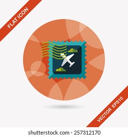Aircraft stamp flat icon with long shadow