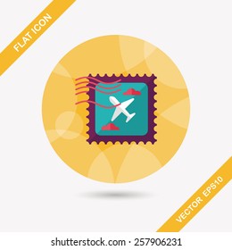 Aircraft stamp flat icon with long shadow