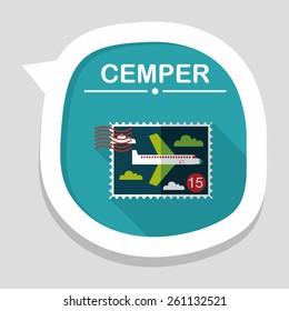Aircraft stamp flat icon with long shadow,eps10