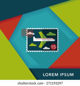 Aircraft stamp flat icon with long shadow,eps10