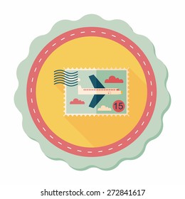 Aircraft stamp flat icon with long shadow,eps10