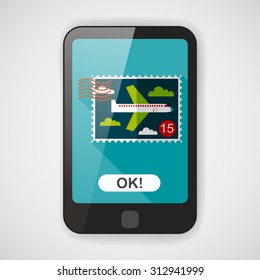 Aircraft stamp flat icon with long shadow,eps10