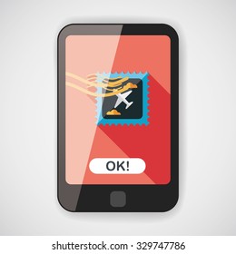 Aircraft stamp flat icon with long shadow