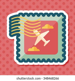 Aircraft stamp flat icon with long shadow