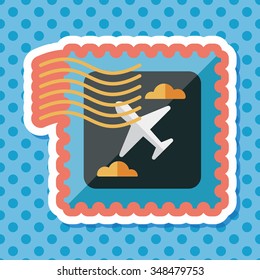 Aircraft stamp flat icon with long shadow