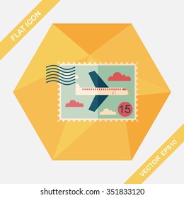 Aircraft stamp flat icon with long shadow,eps10