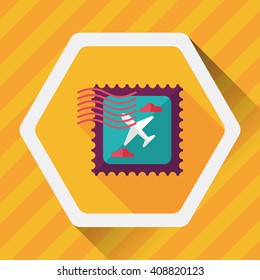 Aircraft stamp flat icon with long shadow