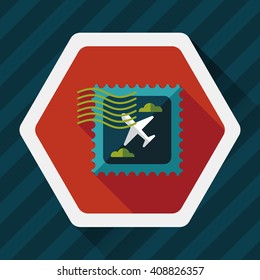 Aircraft stamp flat icon with long shadow