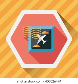 Aircraft stamp flat icon with long shadow