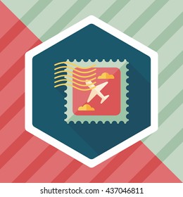 Aircraft stamp flat icon with long shadow