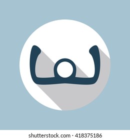 Aircraft steering helm flat design icon inside white circle isolated on one-color background. Vector illustration in EPS10 format with transparency.