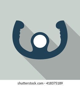 Aircraft steering helm flat design icon with long shadow isolated on one-color background. Vector illustration in EPS10 format with transparency.