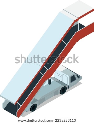 Aircraft steps icon. Isometric jet stairs vehicle