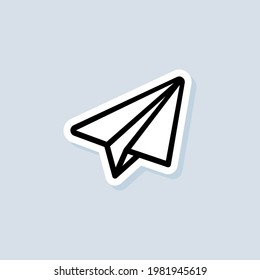 Aircraft sticker. Message icon. Paper airplane. Vector on isolated background. EPS 10.
