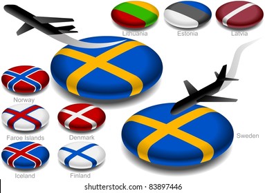 aircraft takeoff and landing on the button flag